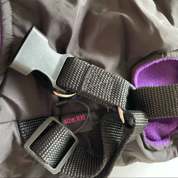 Fleece Lined Dog Jacket Black/Purple Size XXL - Picture 6 of 11